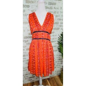 Abercrombie & Fitch Orange Boho Bandana Empire Waist Dress Womens M Retro Y2K